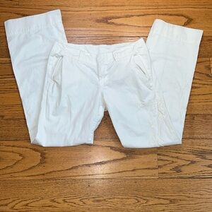 Lucky Brand Cream Cotton Cottage Core Low Rise Wide Leg Embroidered Jeans CC